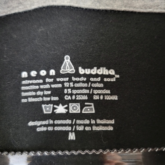 NEON BUDDHA black cotton cowl neck zip front cinchable sweatshirt jacket - Picture 6 of 8